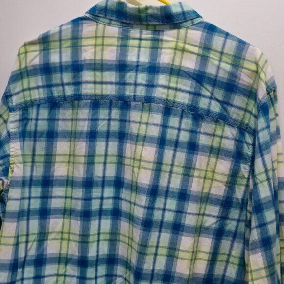 Columbia Men's Button-Up Plaid Shirt Large L/S Blue & Yellow Cotton - Picture 8 of 10